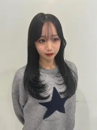 ロング カラー ヘアアレンジ 韓国レイヤーカット /韓国トレンドカラーのヘアスタイル