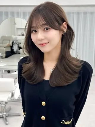 セミロング カラー ヘアアレンジ 最小顔周り&レイヤー 特化/池袋/kokiのヘアスタイル