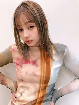 ミディアム カラー ボブ/レイヤー/透明 感カラー/dai🌿のヘアスタイル