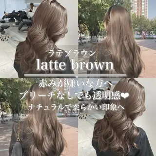 セミロング カラー ヘアアレンジ ベージュグレージュ 💕しゅーじ💕のヘアスタイル