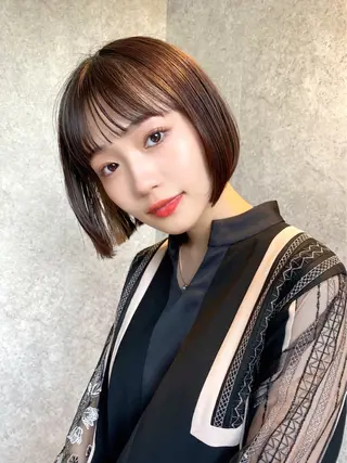 ミディアム ボブ顔周り 韓国遠藤小雪のヘアスタイル