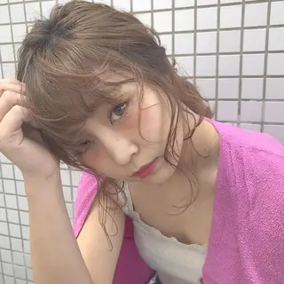ミディアム パーマ カラー ヘアアレンジ akari ♡のヘアスタイル