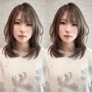 ミディアム カラー レイヤー/韓国 ハイトーン興津史弥のヘアスタイル