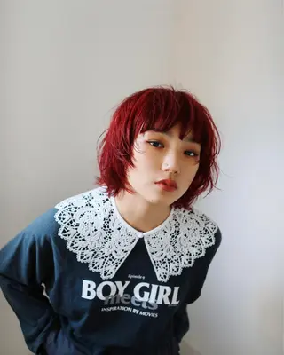 ショート カラー パーマ デザイン/レイヤー Kaito🐩/栄のヘアスタイル