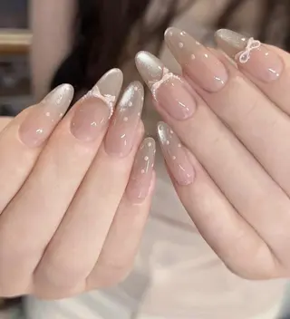 ロング 波 なみのネイルデザイン