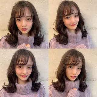 ミディアム カラー 透明感/オリーブ/ グレージュ/YUKAのヘアスタイル