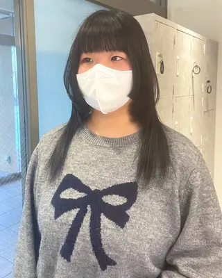 セミロング デザインパーマ/ 艶カラー/ボブのヘアスタイル