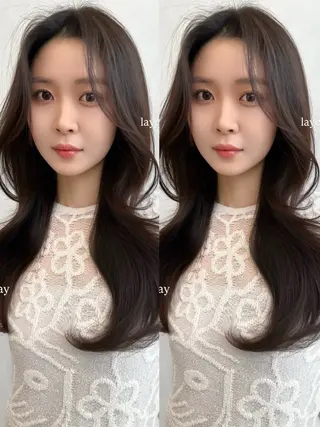 セミロング カラー むく。/顔周りカット /透明感カラーのヘアスタイル