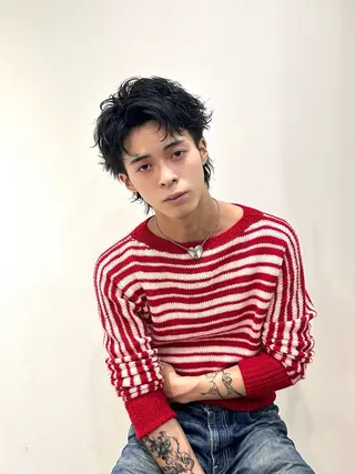 ショート パーマ メンズ 岡田大志🇰🇷 中/韓メンズヘアのヘアスタイル