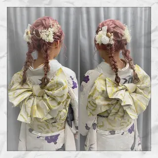 セミロング ヘアアレンジ ヘアセット/着付け 𓇼 松本 夏美𓇼のヘアスタイル