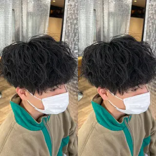 パーマ メンズ センターパート ／植田のヘアスタイル
