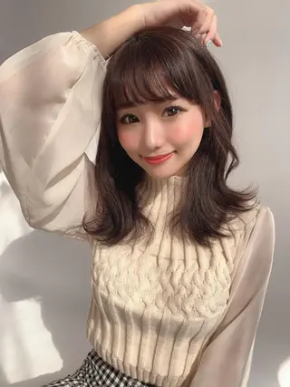 ミディアム カラー 新宿✨顔周りカット 韓国ヘア/坂本亜裟海のヘアスタイル