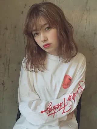 ミディアム カラー パーマ ヘアアレンジ ☃️髪質改善🉐割✨ ❄️“ever”❄️のヘアスタイル