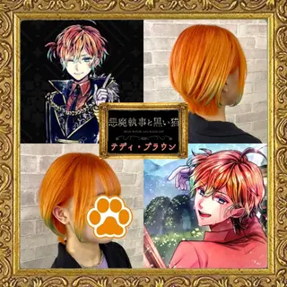 ショート カラー 推しカラー💫 ブリーチ💫若菜覚のヘアスタイル