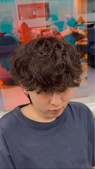 ショート カラー パーマ メンズ シャドウパーマ/ ルーズパーマ/メンズのヘアスタイル