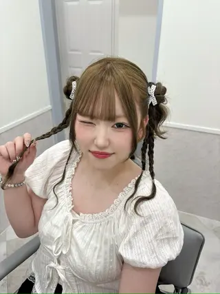 セミロング 💎のぼりゆい/大須 ブリーチなしWカラーのヘアスタイル