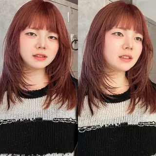 ロング カラー ダブルカラー,透け カラーHINARIのヘアスタイル