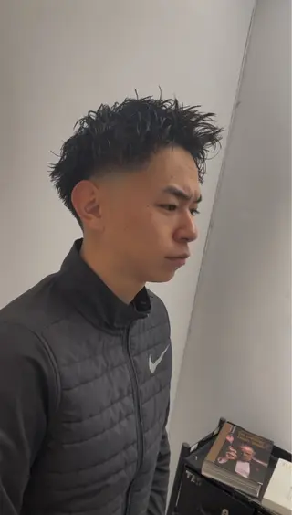 ショート パーマ メンズ フェードカット/メン ズパーマ/森巧真のヘアスタイル