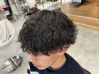 ショート パーマ メンズ 波巻きスパイラル🌀 新潟/万代/山下優のヘアスタイル
