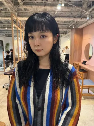 ミディアム カラー パーマ CEINE【セーヌ】 三軒茶屋のヘアスタイル