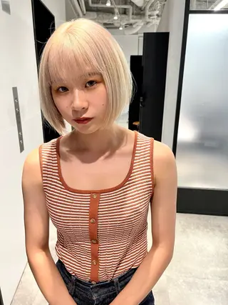 ミディアム カラー ヘアアレンジ ハイトーン/美髪矯正 🍃大江拓実のヘアスタイル