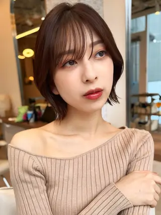 ミディアム ボブ顔周り 韓国遠藤小雪のヘアスタイル