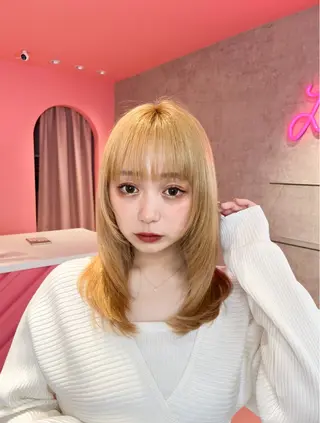 ミディアム カラー 山崎/ボブ縮毛矯正 レイヤー髪質改善のヘアスタイル