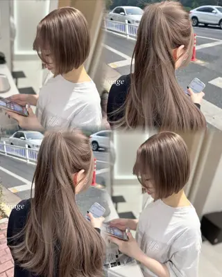 ミディアム カラー ハッシュカット レイヤー池袋のヘアスタイル
