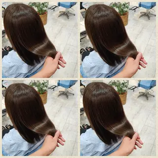 ミディアム 顔周りレイヤーカット 髪質改善代表西村功平のヘアスタイル