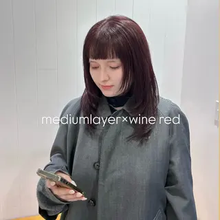 セミロング カラー 顔周りレイヤー 🎀マリノのヘアスタイル