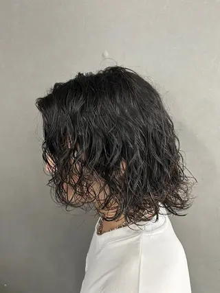 ミディアム パーマ メンズ カズキ🌼曲がる縮毛 /くせ毛パーマのヘアスタイル