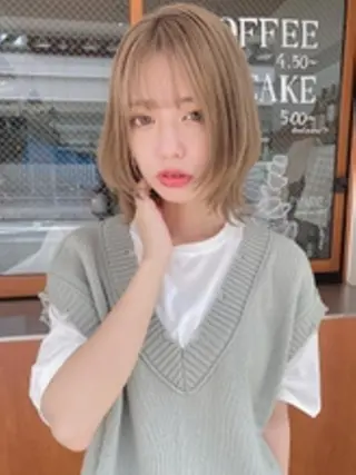 セミロング カラー 梅田茶屋町 Yutaのヘアスタイル