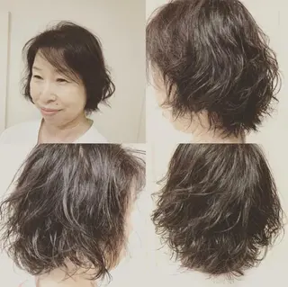 ミディアム カラー パーマ 横田 尚登のヘアスタイル