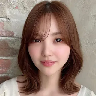 ミディアム カラー 🧡くびれヘア/前髪 顔周り🧡久原結衣のヘアスタイル