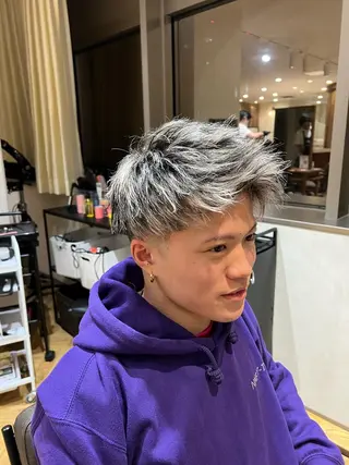 ショート カラー メンズ ARIA💎縮毛矯正 ブリーチ💎複雑履歴のヘアスタイル