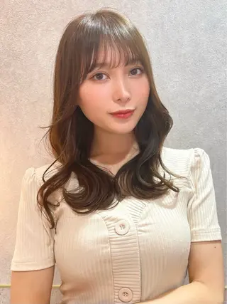 セミロング 新宿/韓国レイヤー/ 顔周りカット松本美晴のヘアスタイル
