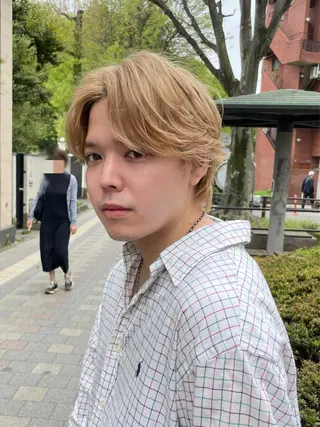 ミディアム カラー メンズ ｳﾙﾌ/ｾﾝﾀ- ﾊﾟｰﾄ【ﾅﾅﾐ】のヘアスタイル