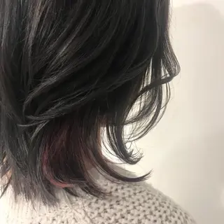 ミディアム カラー パーマ レイヤー×髪質改善 ×透明感/杉田 圭のヘアスタイル