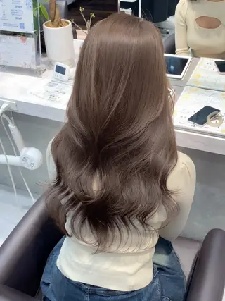 ロング ワンカールで可愛い レイヤーカット/宮田のヘアスタイル