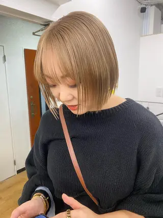 ショート カラー パーマ ヘアアレンジ ネイル マツエク・マツパ アイブロウ 韓国風×透明感カラー 髪質改善オタベシンヤのヘアスタイル