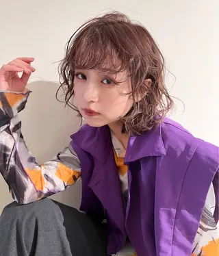 ミディアム カラー パーマ ヘアアレンジ 今井 由佳のヘアスタイル