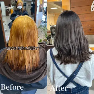 セミロング カラー ヘアアレンジ HAIRSALONLOOP所属・川上 麻梨阿のヘアスタイル