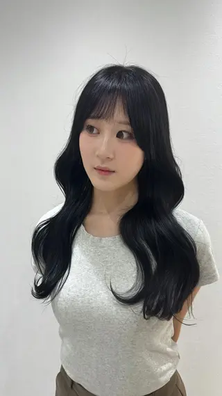 ロング 韓国ヘア/艶髪ロング グレージュ/kanaのヘアスタイル