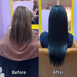 ロング シール＋ちび編み込み エクステ梅田🐨のヘアスタイル