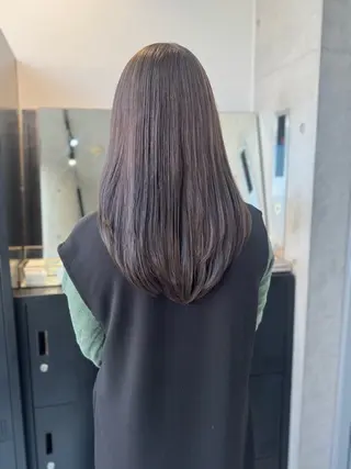 セミロング カラー パーマ ヘアアレンジ 透明感/オリーブ/ グレージュ/YUKAのヘアスタイル