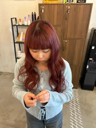 ロング カラー 🌼ピンク/レッド/ アレンジ/Mei🌼のヘアスタイル