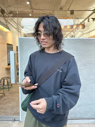 パーマ メンズ パーマ/透明感カラー /ボブ/吉田一生のヘアスタイル