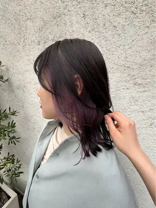 ミディアム カラー 加藤 風花のヘアスタイル