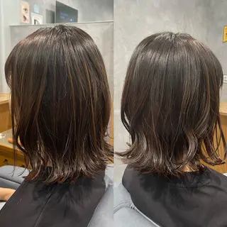 ミディアム カラー 黒岩 梨沙のヘアスタイル