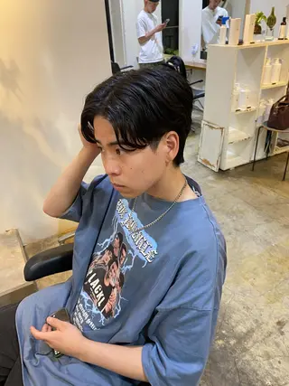 パーマ メンズ レイヤーボブ/ 艶カラー/サナ🌼のヘアスタイル